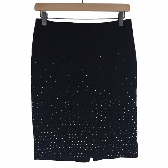 WHITE HOUSE BLACK MARKET Skirt Pencil Studs Ponte Minimalist Metallic Size 0 - Picture 10 of 10
